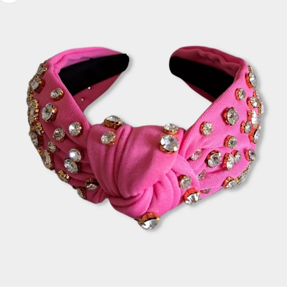 ???HOT PINK CRYSTAL Knotted Embellished Headband main image 5